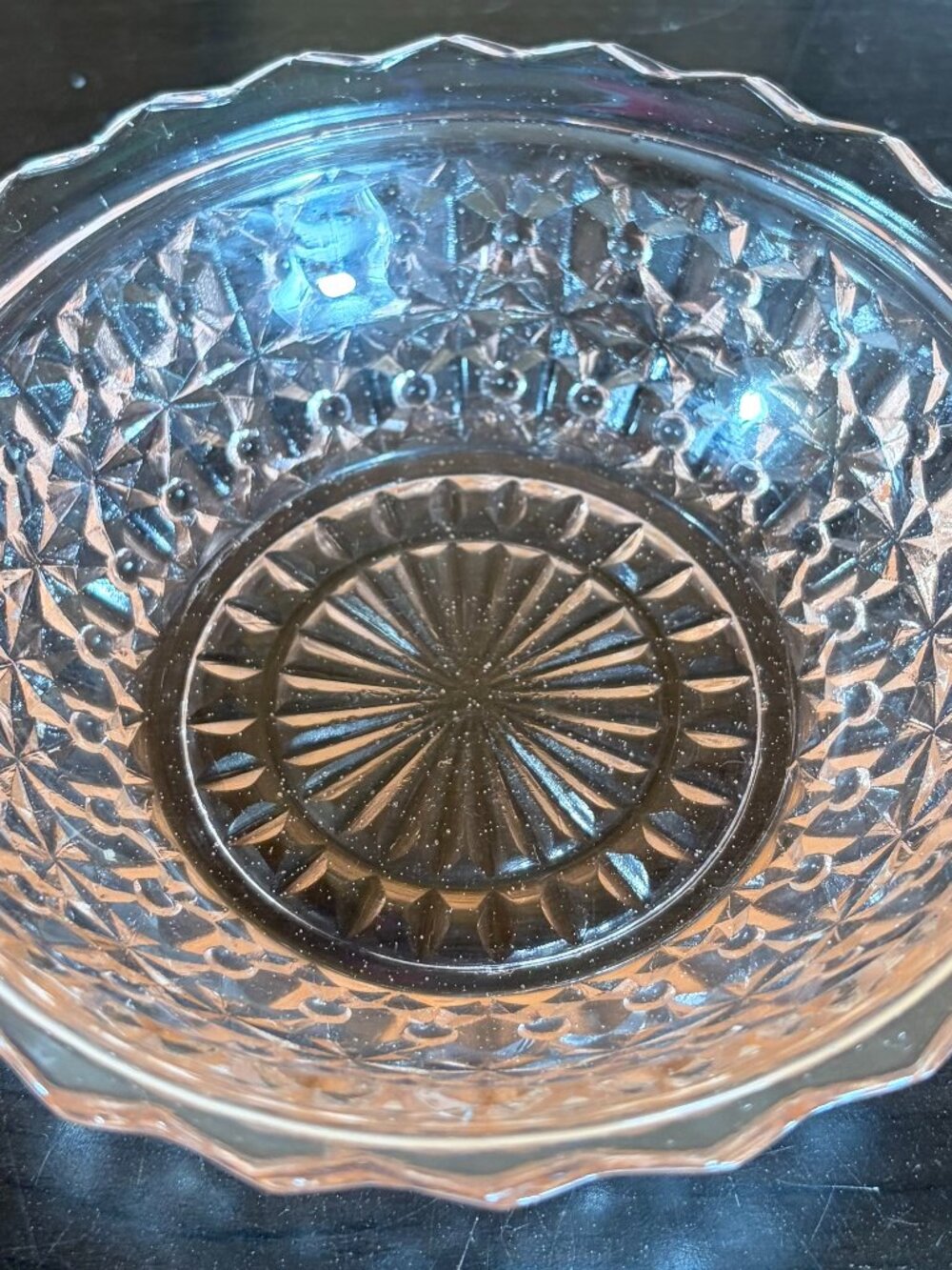 Vintage Jeanette Glass Holiday Buttons & Bows Pink Depression Glass Berry Bowl